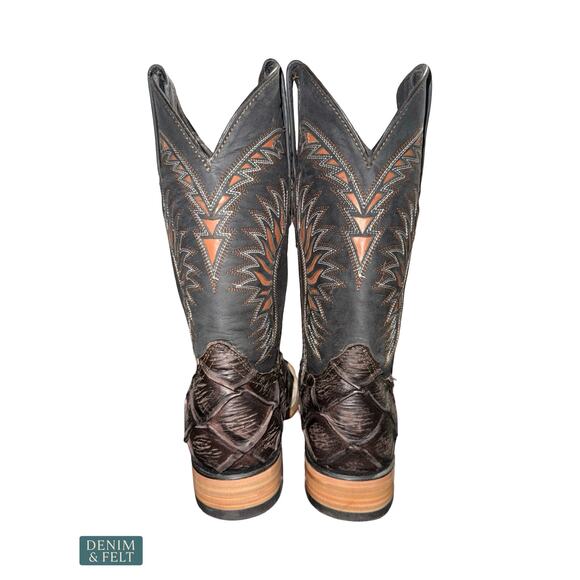 NEW Ranch Industry Pirarucu Fish Leather Cowboy Boots Dark Brown Western Size 7 main image 8